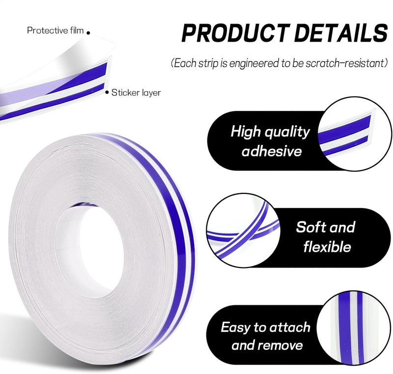 ongfuwu 2 Rolls×32Ft Car Pinstriping Tape, Vinyl Automotive Pinstriping Tape Stripe Decal, DIY Car Body Side Stripes Trim Sticker, Universal for Motorcycle Door Home Musical Instrument(Purple) - Image 3
